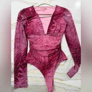 Elegant Pink Long Sleeve Bodysuit
